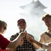Students participating in Japanese tradition