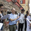 Group of students taking notes in Rome